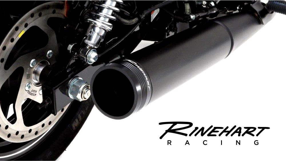 Rinehart 4" Black Machined Moto Series Slot Style End Caps Harley Mufflers Pair
