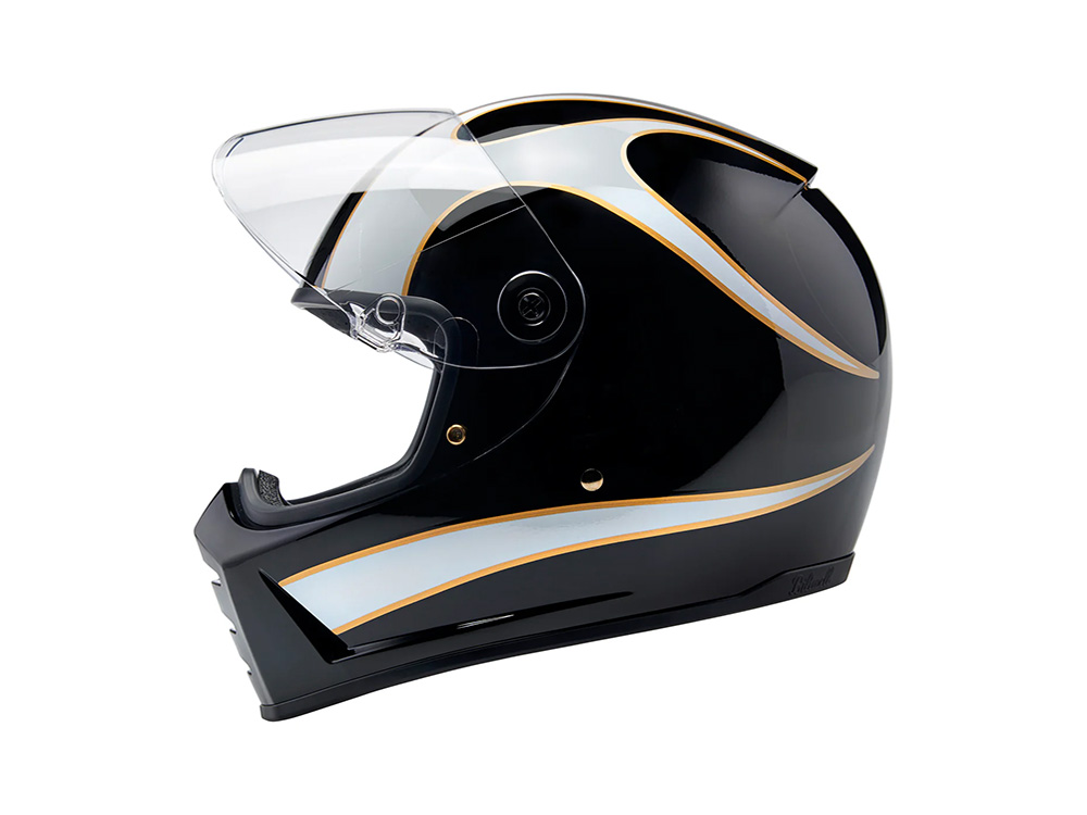 Biltwell Lane Splitter Gloss Black with White Flames