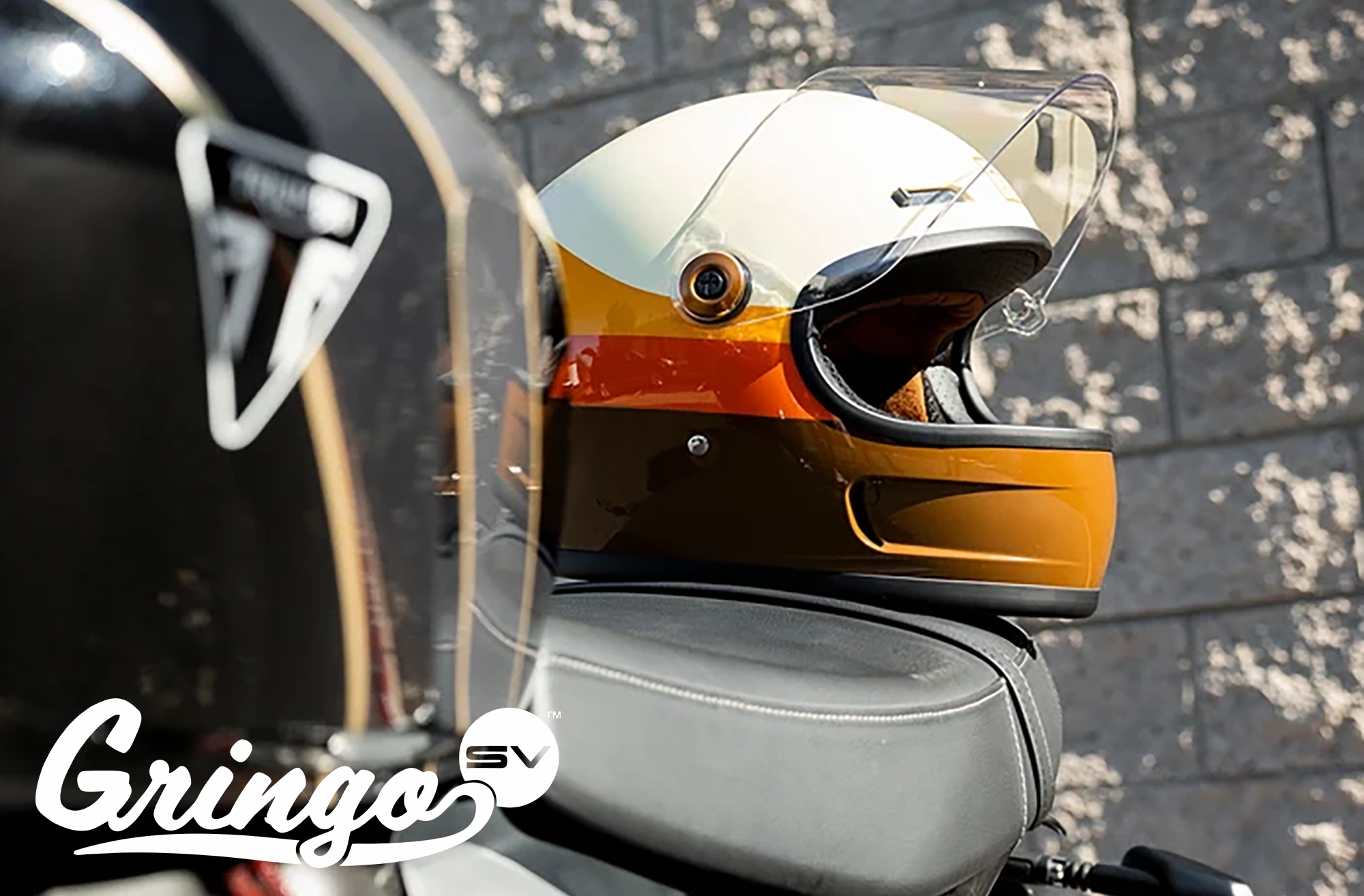 iltwell Gringo SV full-face helmet with the integrated flip-up shield and fivevent shell, [angle] view