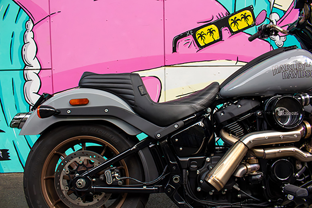 Side view of the 2024 Low Rider S showing the low profile of the LePera TailWhip dual seat